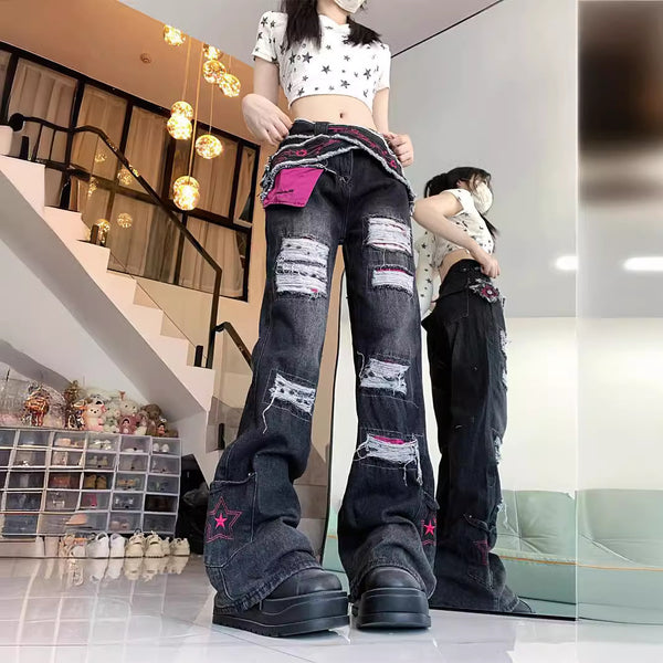 Jeans Flare Rotos con Diseño Desenfadado y Toque Chic
