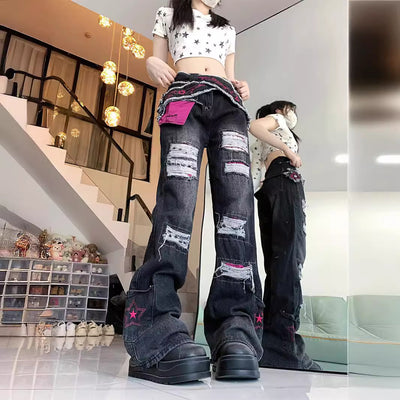 Jeans Flare Rotos con Diseño Desenfadado y Toque Chic