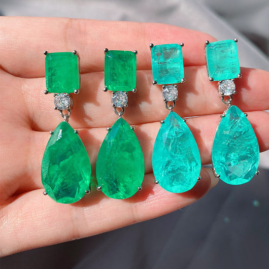 Aretes de Paraiba en Forma de Gota Esmeralda - Image 6