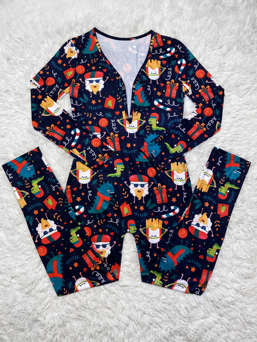 Pijama Navideño Estampado de Manga Larga para Casa - Image 4