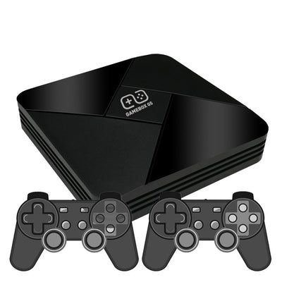 Black G5 Game BOX console with geometric design and two matching black gamepads for TV gaming. - Image 5