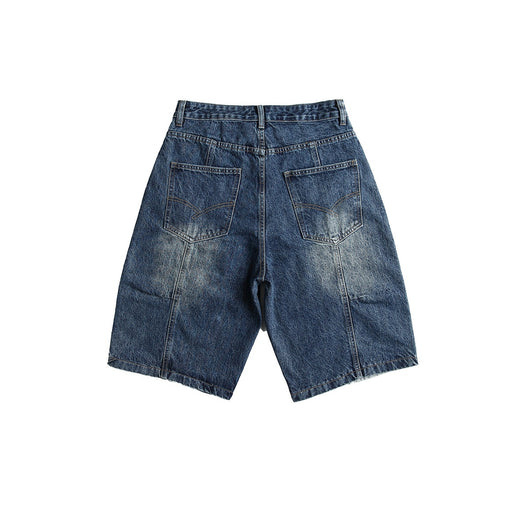 Shorts Camisa de Negocios Patchwork Denim Retro para Hombre - Image 13