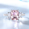 Sterling Prata Quadrado Morganite Pedra preciosa Moda Coreana Anel Simples Rosa Tamanho 5