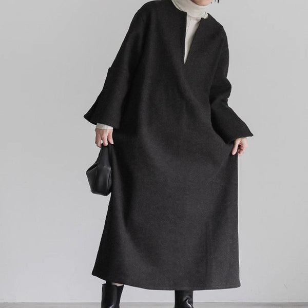 Abrigo Holgado de Lana para Mujer Otoño e Invierno
