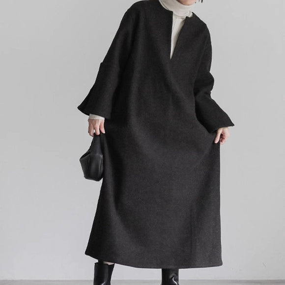 Abrigo Holgado de Lana para Mujer Otoño e Invierno