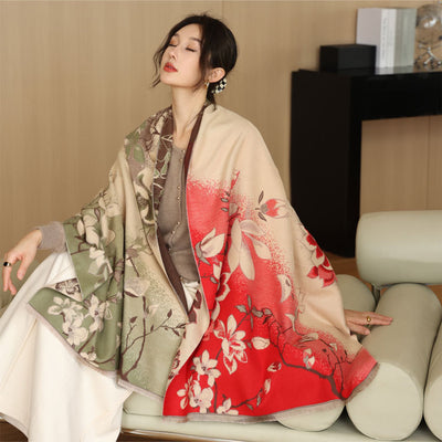 Bufanda de Cachemira Elegante Estilo Nacional Reversible Jacquard Doble Cara - Image 20