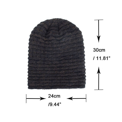 Gorro de Lana Tejido Fleece a Rayas Horizontales Multicolor para Otoño e Invierno - Image 13