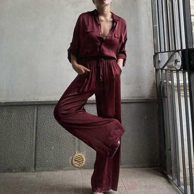 Conjunto Ejecutivo: Blusa Suelta con Solapa y Pantalón Talle Alto - Image 9