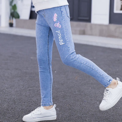 Pantalones Infantiles Slim Fit con Estampado de Mariposa - Jeans Elásticos y Cómodos - Image 14