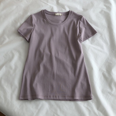 Camiseta Slim Fit de Algodón Elástico Cuello Redondo Manga Corta - Image 3
