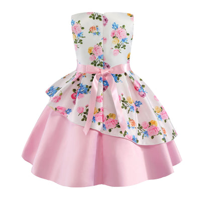 Vestido Infantil con Estampado Irregular y Lazo Festivo - Image 32