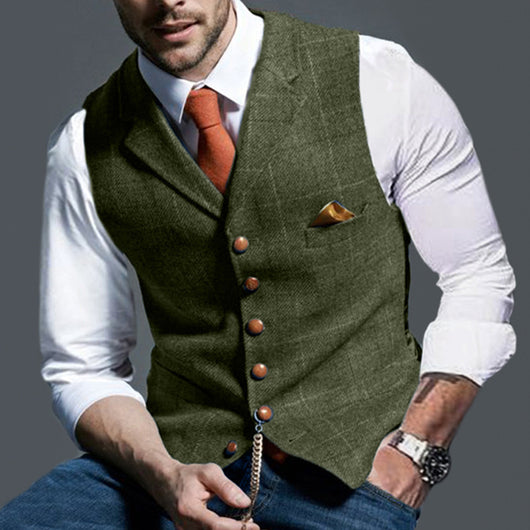 Chaleco Casual de Cuadros con Solapa Ajustado para Hombre - Image 20