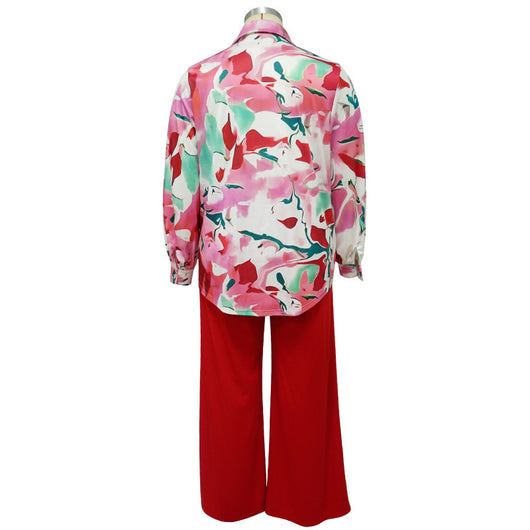 Conjunto de Dos Piezas para Mujer - Blusa Estampada Suelta y Pantalón Ancho Casual - Image 9