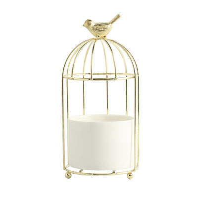 Maceta Decorativa de Lujo con Jaula de Pájaro Dorada y Marco de Hierro Artístico - Image 12