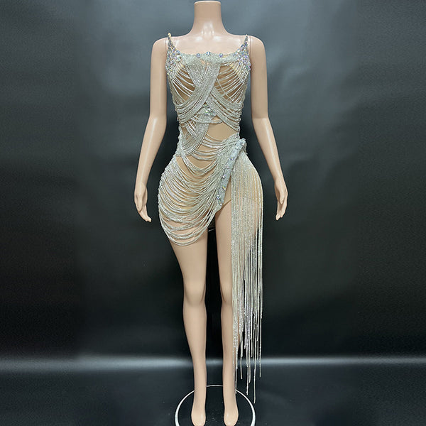 Vestido de Fiesta Elegante con Borlas de Cristal para Sesión Fotográfica de Cumpleaños - Image 6