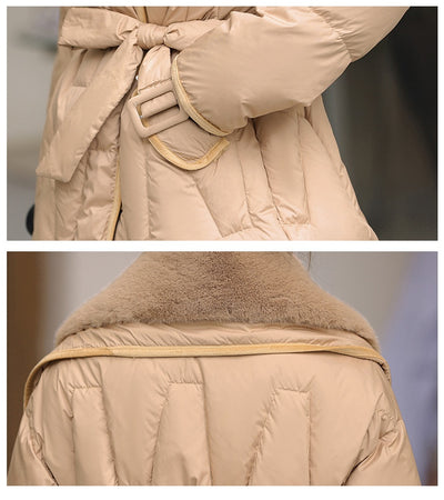 Chaqueta de Plumón de Pato Winter 90 Blanca con Cuello de Pelaje Grande - Image 13