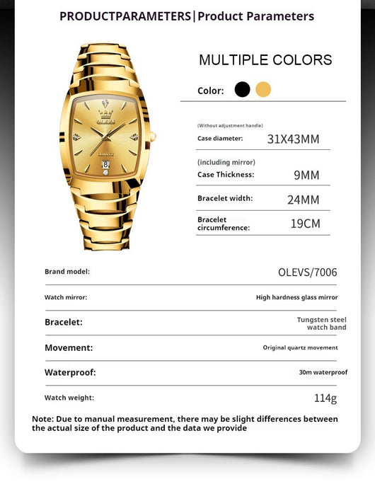 Reloj de Hombre en Acero Tungsteno con Cuarzo y Detalles en Oro - Image 7