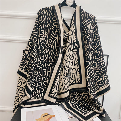 Bufanda de Cachemira con Letras para Mujer - Elegancia Versátil - Image 13