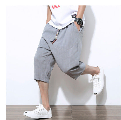 Pantalones Harem Cortos de Lino y Algodón para Hombre - Image 2