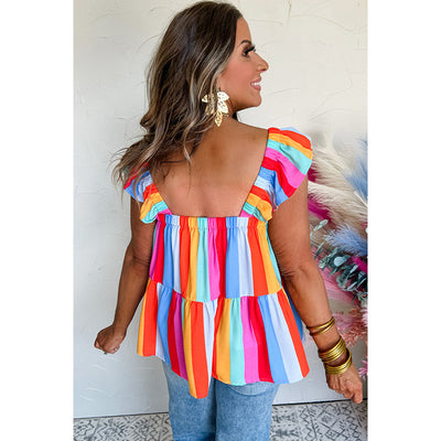 Chaleco Cuello Cuadrado con Rayas Contraestampadas para Primavera y Verano - Image 4