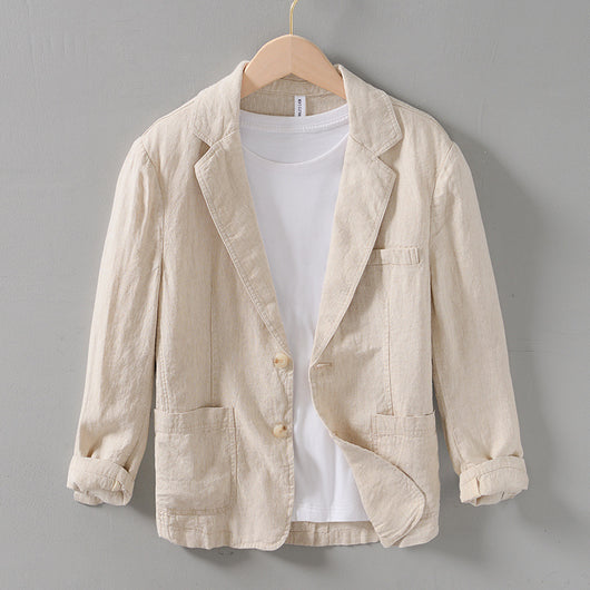 Traje de Lino con Cuello Clásico - Diseño Retro Fácil de Combinar - Image 3