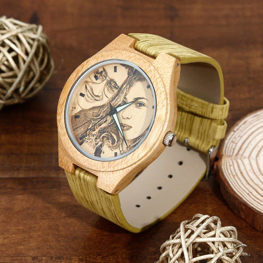 Reloj de Bambú Personalizado para Mujer con Correa de Cuero 40mm - Image 8