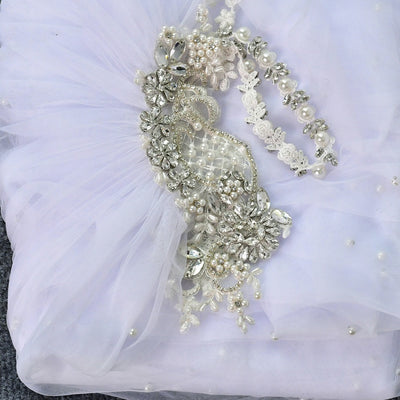 Capa Nupcial Blanca Malla Fina para Ceremonia - Image 7