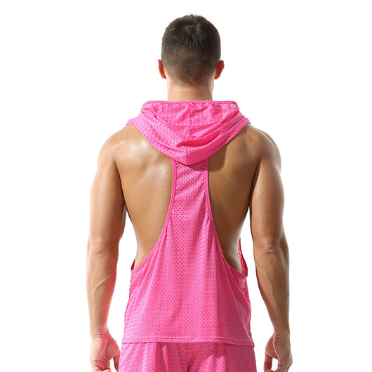 Chaleco Deportivo Mesh Capucha Hombre - Diseño Sólido - Image 4