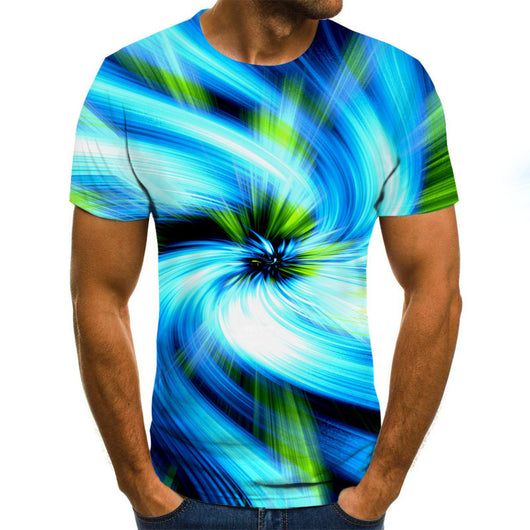 Playera Casual con Estampado 3D Remolino Digital Cuello Redondo - Image 16