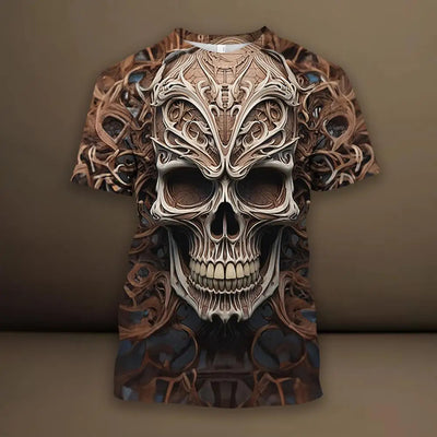 Playera Hip Hop 3D Calavera Estampado Europeo Tendencia Urbana - Image 27