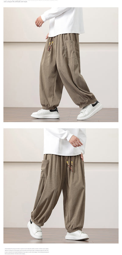 Pantalones Harem de Pana Otoño Estilo Chino para Hombre - Image 22