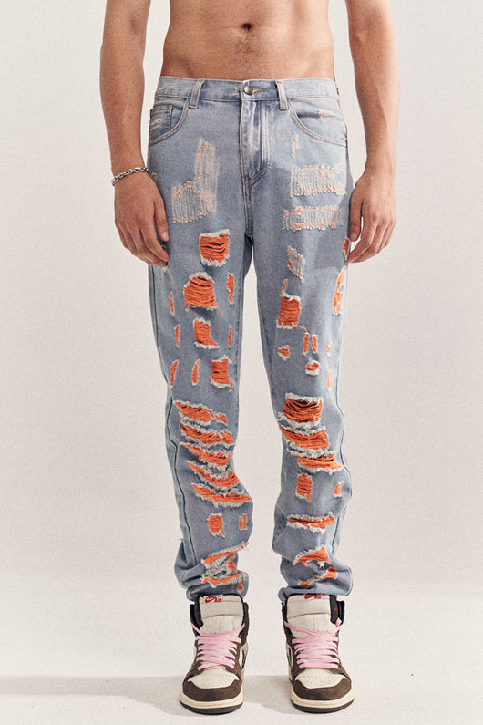 Jeans Destruidos Estilo Mendigo en Azul - Image 12