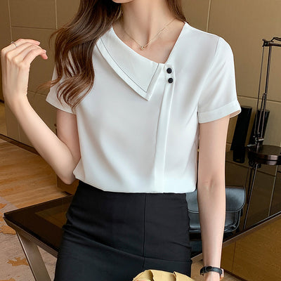 Blusa Chiffon Escote V Efecto Reductor Estilo Occidental