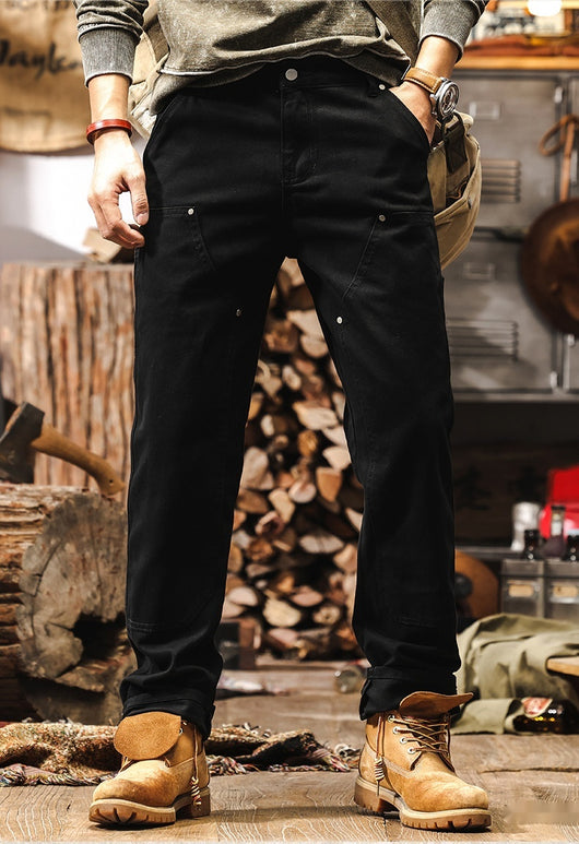 Pantalón Denim Recto Café Clásico para Uso Diario - Image 12