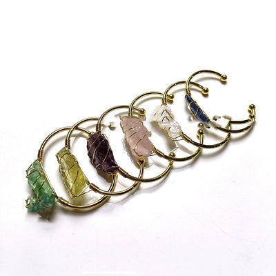 Pulsera de Cristal Natural en Bruto con Alambre Dorado - Image 6