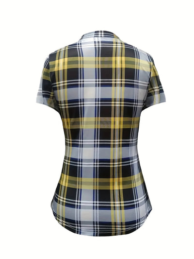Blusa Cuadriculada con Cuello Camisero y Amarre en el Pecho - Image 13
