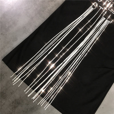 Playera Midi con Strass y Cadena Fringe para Mujer - Image 10