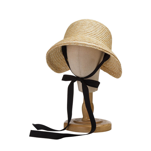 Sombrero de Paja Tejido a Mano para Niños con Ala Ancha y Correas - Image 16
