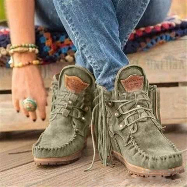 Botines Cortos con Flecos para Mujer - Estilo Casual Versátil - Image 3
