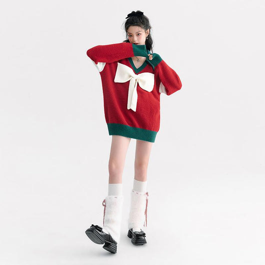 Suéter Navideño Rojo con Lazo - Diseño Moderno y Acogedor para Mujer - Image 9