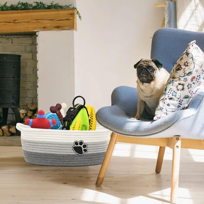 Canasta Tejida de Algodón Beige con Asa - Organizador Versátil para el Hogar - Image 13