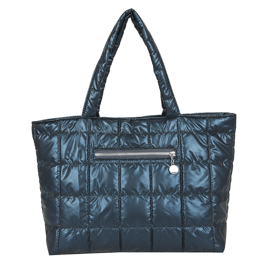 Bolsa de Hombro Cuadrada con Costura a Cuadros en Nylon - Image 2