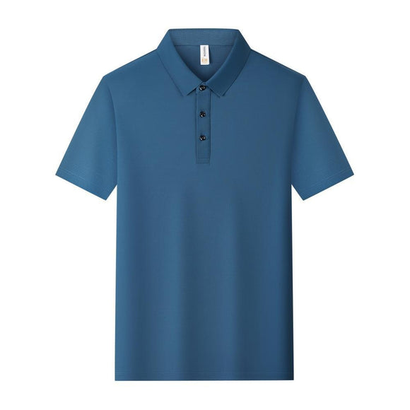 Polo Manga Corta Seda Helada Cuello Solapa - Conjunto de Color Liso