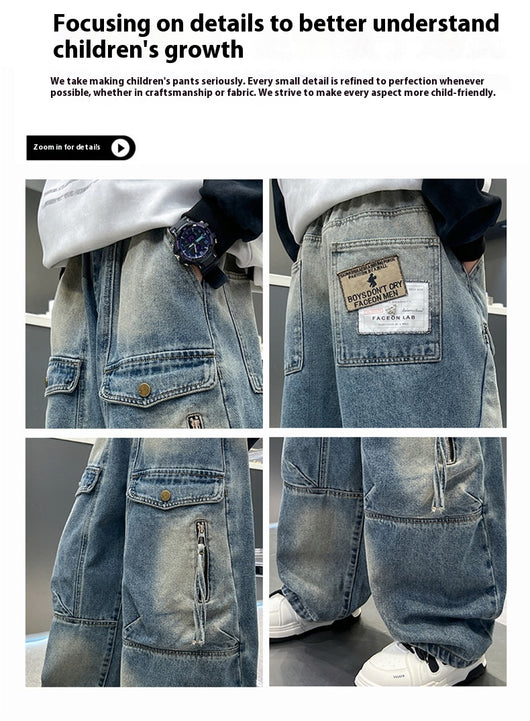 Pantalones Cargo Sueltos para Niños - Jeans Versátiles y Cómodos - Image 12