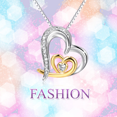 Collar de Clavícula Corazón Movible Bicolor con Circones Micro-Incrustados - Image 8