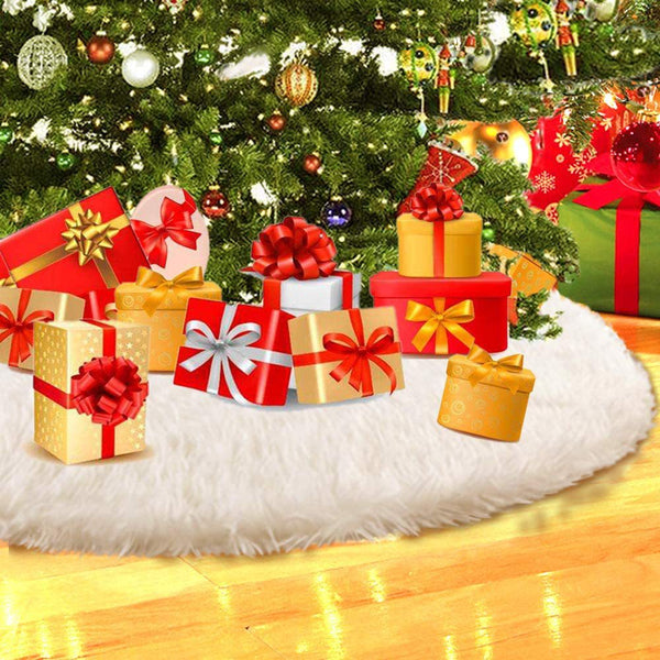 Falda para Árbol de Navidad de Felpa Blanca - Decoración Navideña Premium