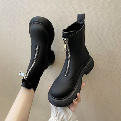 Botas Estilo Británico Gris Elefante con Suela Gruesa - Primavera y Otoño - Image 10