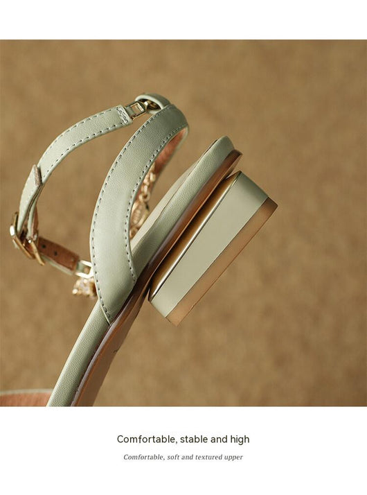 Sandalias de Cuero con Punta Cuadrada y Tira Ajustable - Talón Bajo Talla Grande y Pequeña - Image 11