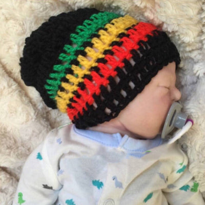 Gorro de Lana Tejido a Mano Jamaica Reggae Niños Rayas Arcoíris Festival - Image 9