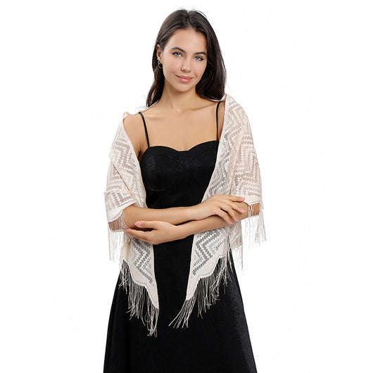 Vestido de Noche con Capa de Encaje y Escote Triangular - Image 43